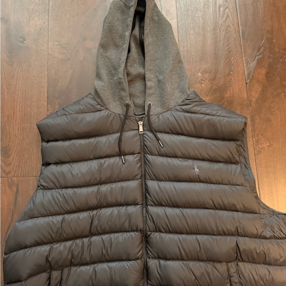 Polo by Ralph Lauren Black Vest with Gray Hood